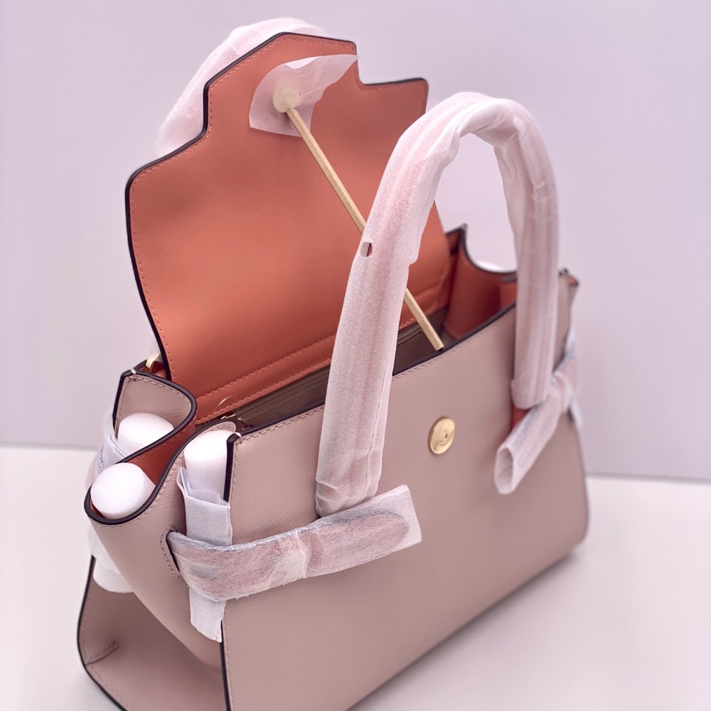 Michael Kors Carmen Medium Color-Block Faux Saffiano Leather Belted Satchel - Picture 8 of 8